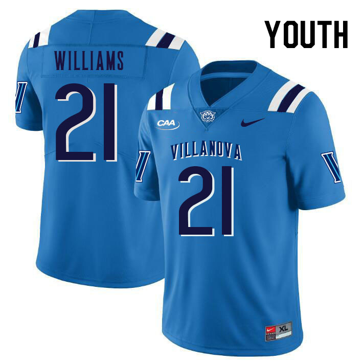 Youth #21 Jayvont Williams Villanova Wildcats College Football Jerseys Stitched Sale-Light Blue